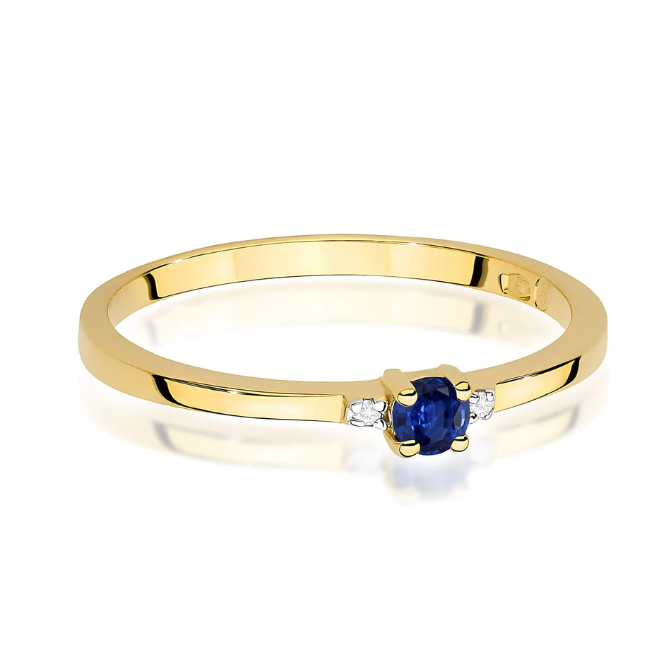 Zlatý prsteň s 0,15 ct zafírom a 0,01 ct diamantmi