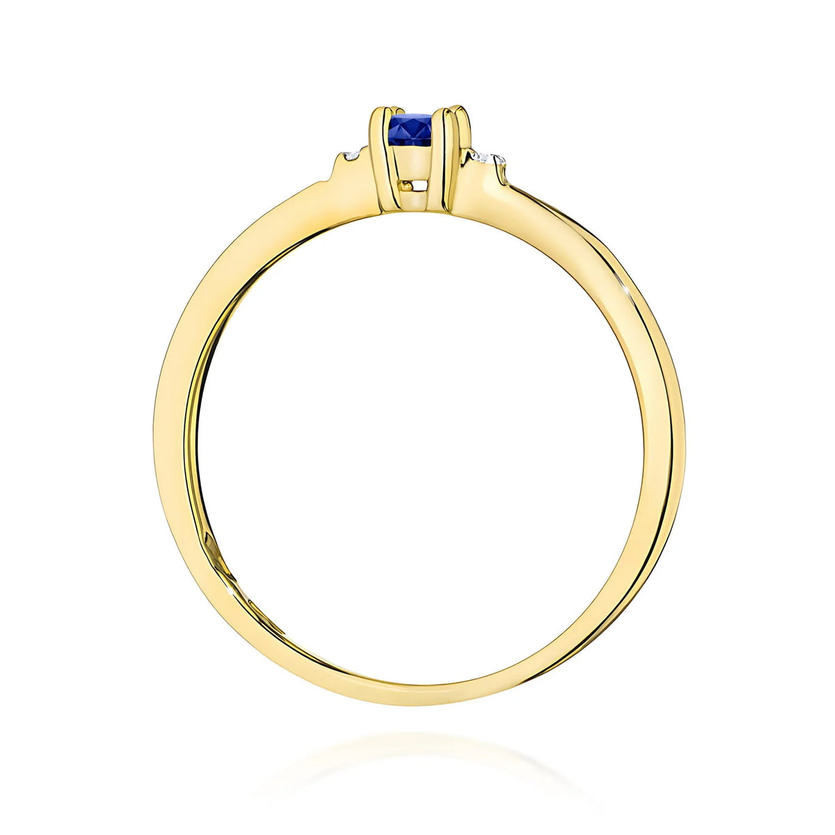 Zlatý prsteň s 0,15 ct zafírom a 0,01 ct diamantmi