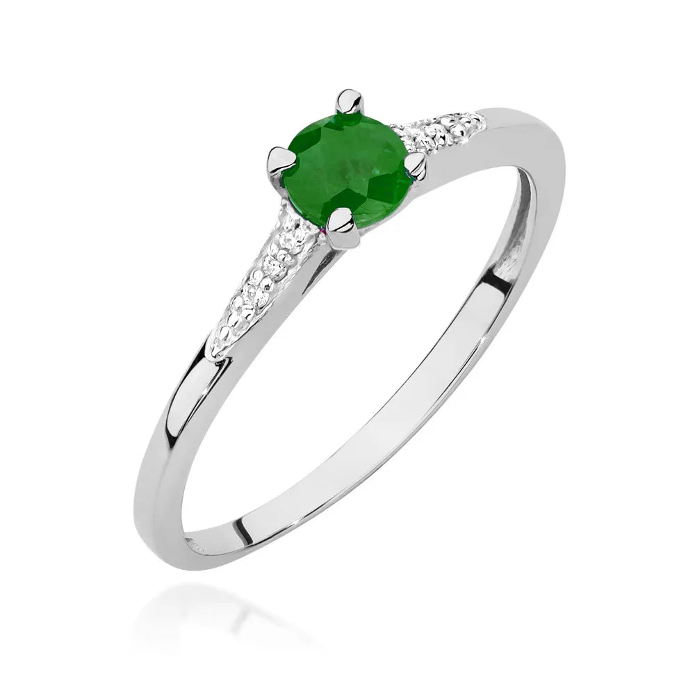 zlatý prsteň s 0,30 ct smaragdom a 0,03 ct diamantmi w0466-emg-01