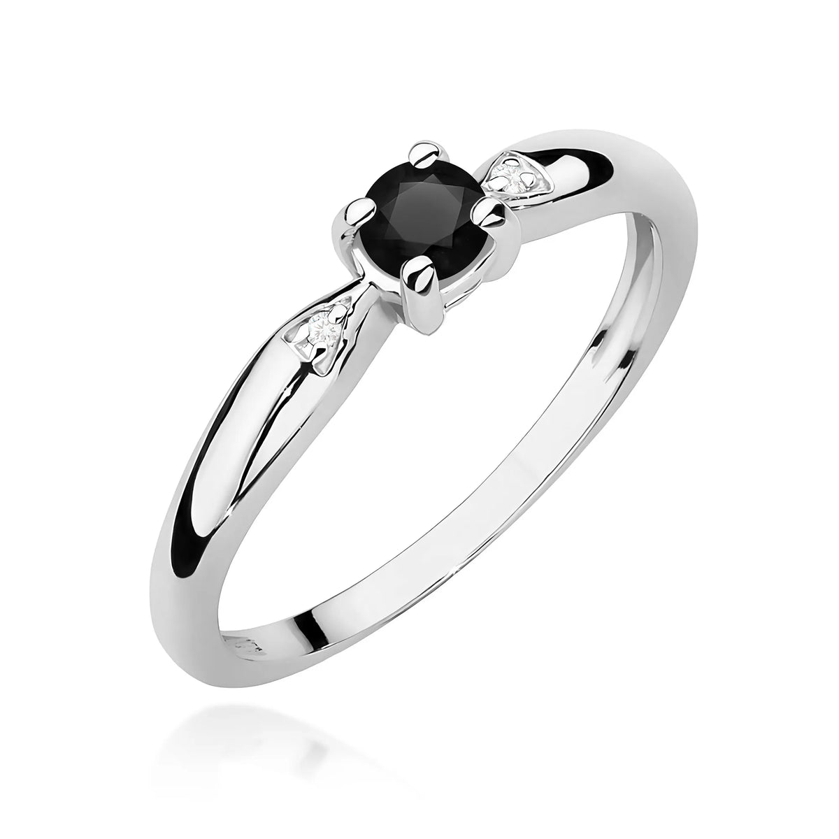 zlatý prsteň s 0,12 ct čiernym diamantom a 0,01 ct diamantmi w0469-dib-01