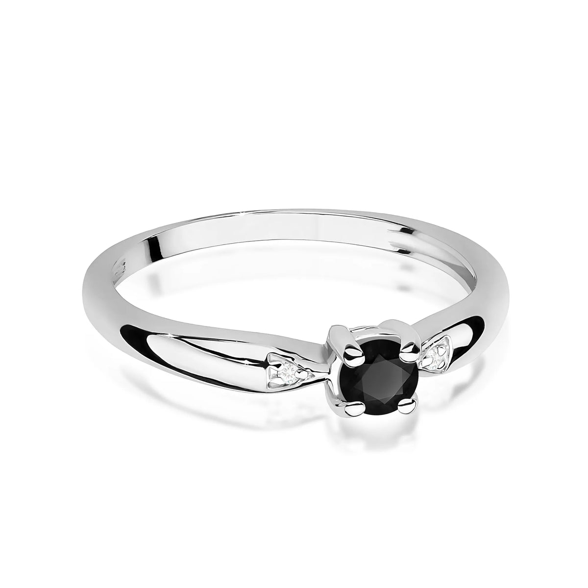 zlatý prsteň s 0,12 ct čiernym diamantom a 0,01 ct diamantmi w0469-dib-01