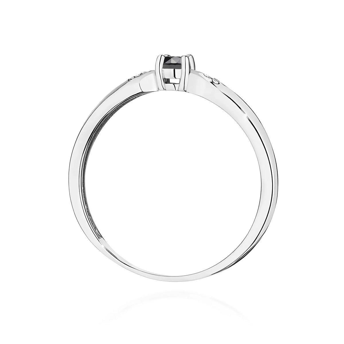 zlatý prsteň s 0,12 ct čiernym diamantom a 0,01 ct diamantmi w0469-dib-01