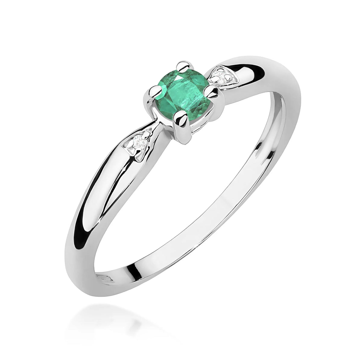 zlatý prsteň s 0,15 ct smaragdom a 0,01 ct diamantmi w0469-emg-01
