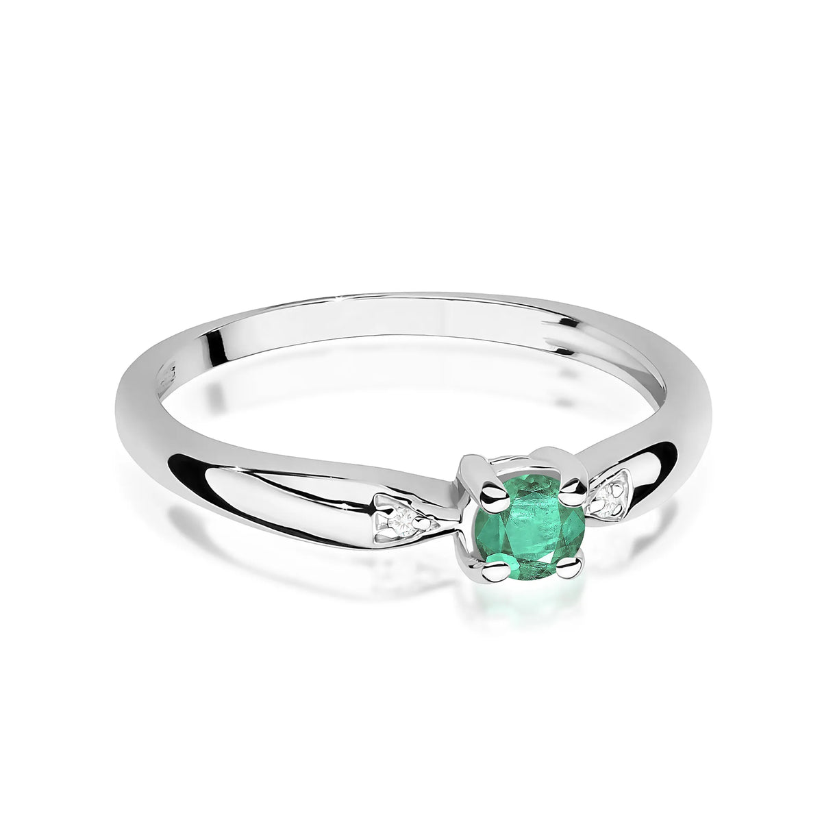 zlatý prsteň s 0,15 ct smaragdom a 0,01 ct diamantmi w0469-emg-01