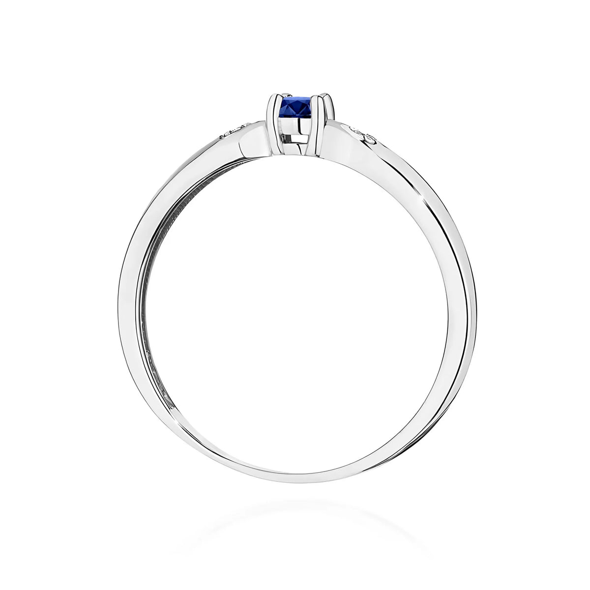 Prsteň z bieleho zlata s 0,15 ct zafírom a 0,01 ct diamantmi