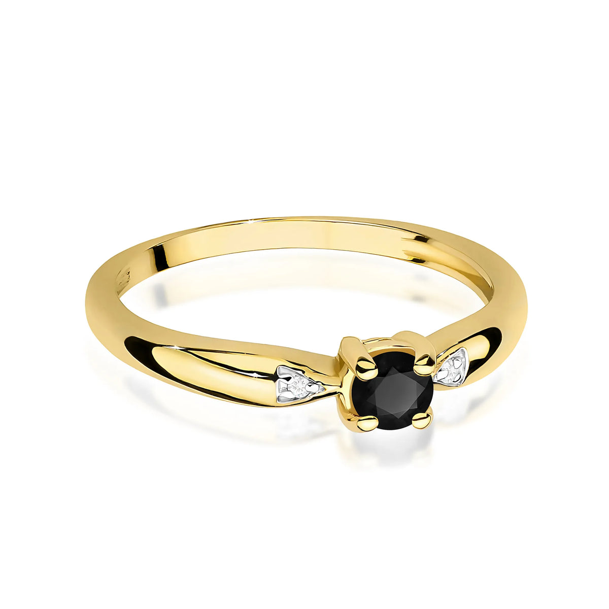 zlatý prsteň s 0,12 ct čiernym diamantom a 0,01 ct diamantmi w0469-dib-01
