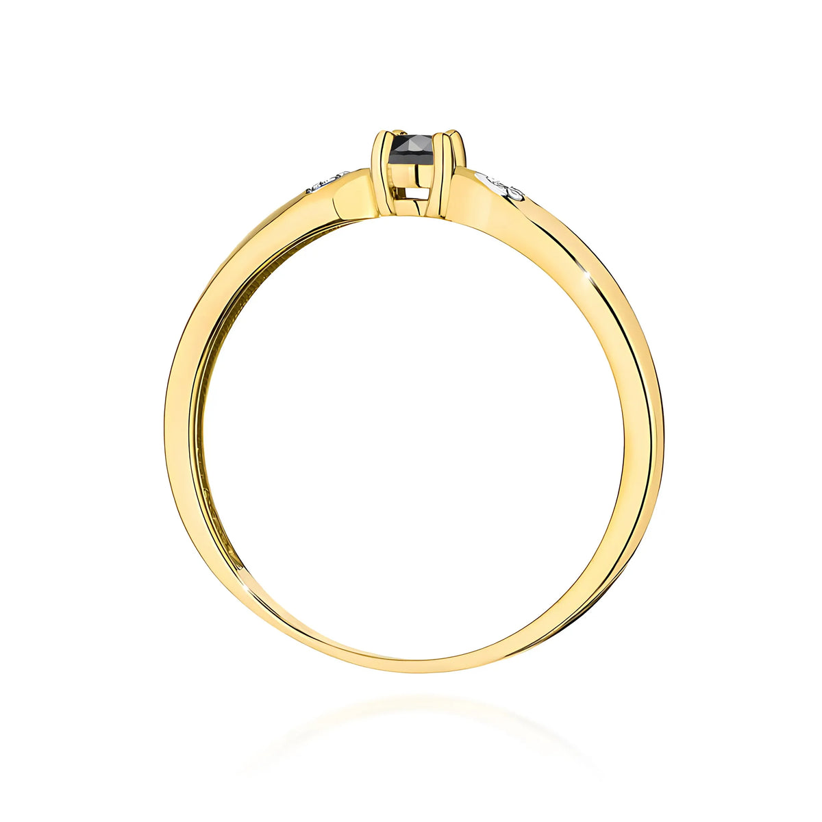 zlatý prsteň s 0,12 ct čiernym diamantom a 0,01 ct diamantmi w0469-dib-01