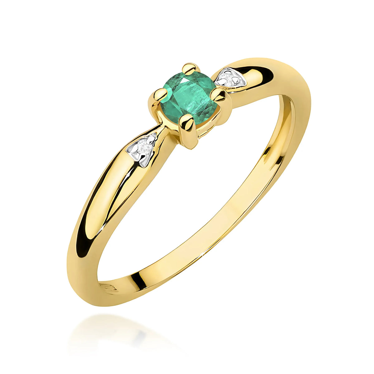 zlatý prsteň s 0,15 ct smaragdom a 0,01 ct diamantmi w0469-emg-01