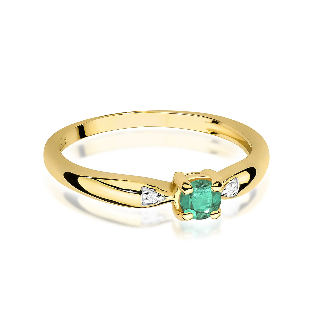 zlatý prsteň s 0,15 ct smaragdom a 0,01 ct diamantmi w0469-emg-01
