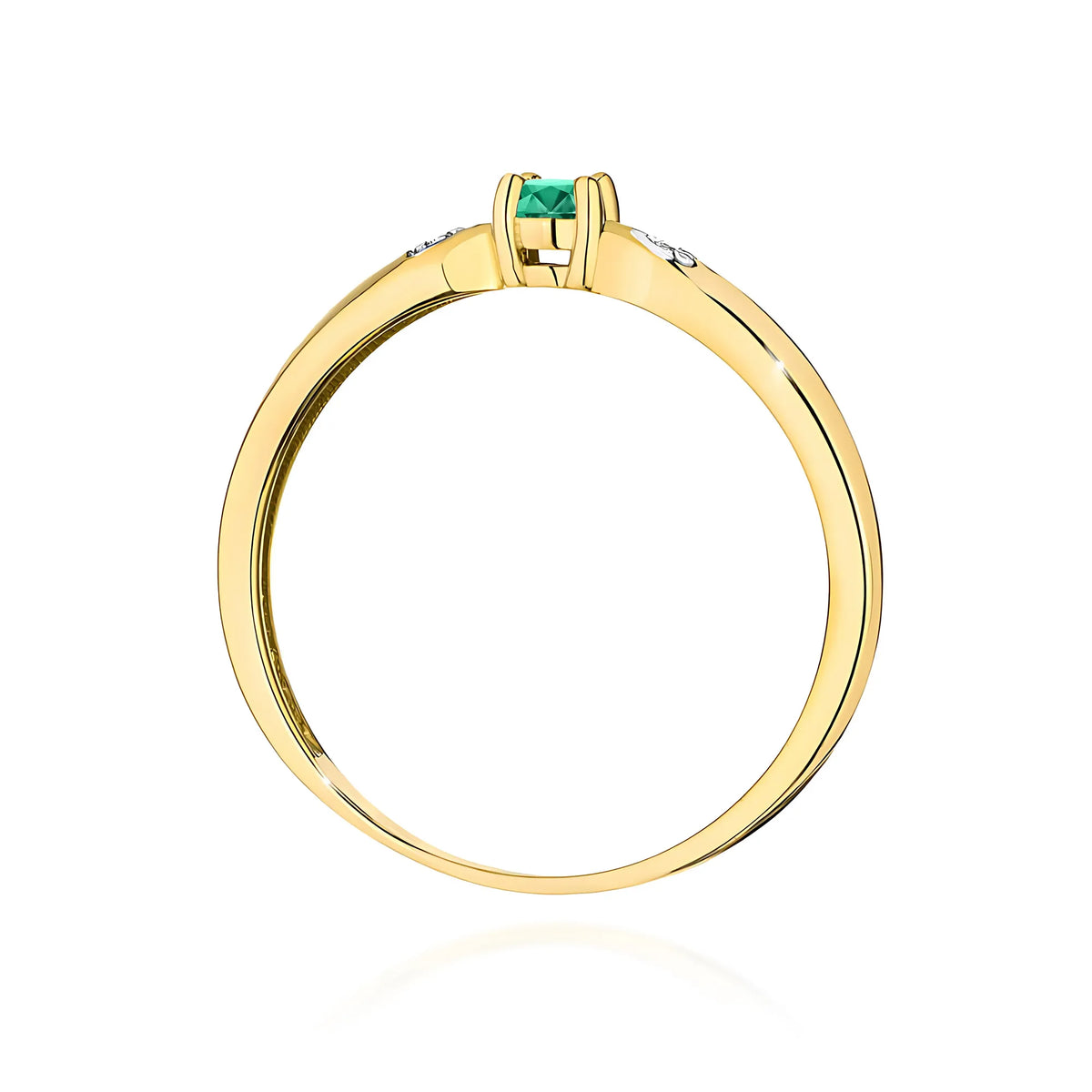 zlatý prsteň s 0,15 ct smaragdom a 0,01 ct diamantmi w0469-emg-01