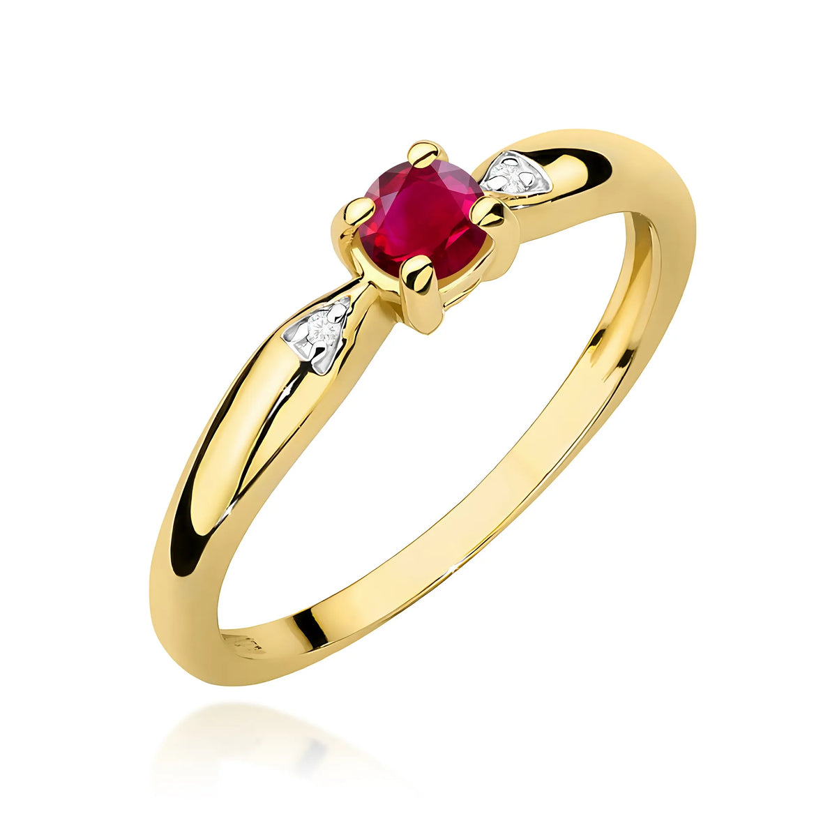 zlatý prsteň s 0,15 ct rubínom a 0,01 ct diamantmi w0469-rur-01
