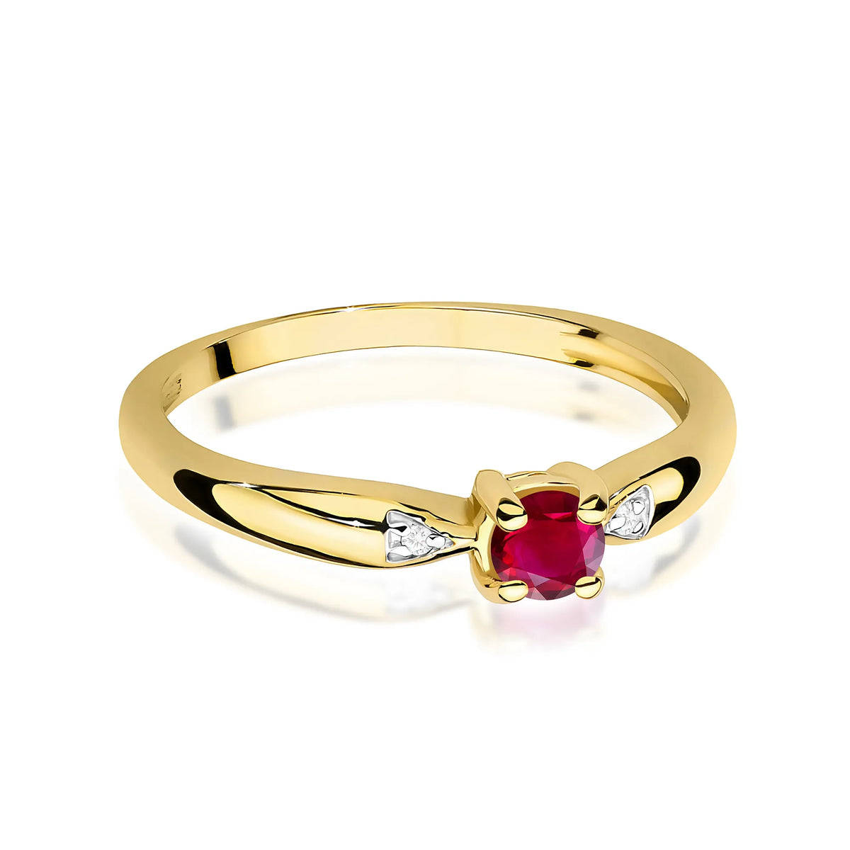 zlatý prsteň s 0,15 ct rubínom a 0,01 ct diamantmi w0469-rur-01