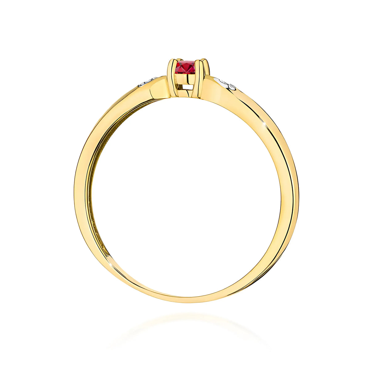 zlatý prsteň s 0,15 ct rubínom a 0,01 ct diamantmi w0469-rur-01