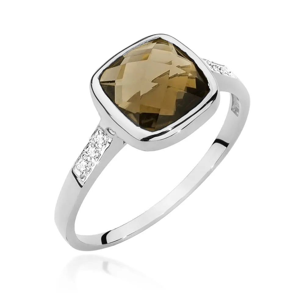 zlatý prsteň s 2,00 ct dymovým kremeňom a 0,03 ct diamantmi w0478-qus-01