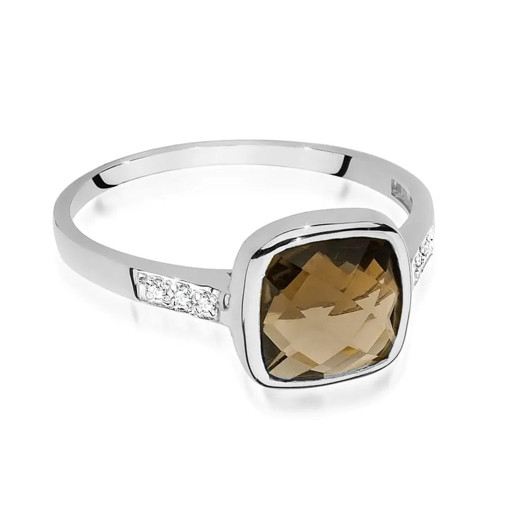 zlatý prsteň s 2,00 ct dymovým kremeňom a 0,03 ct diamantmi w0478-qus-01