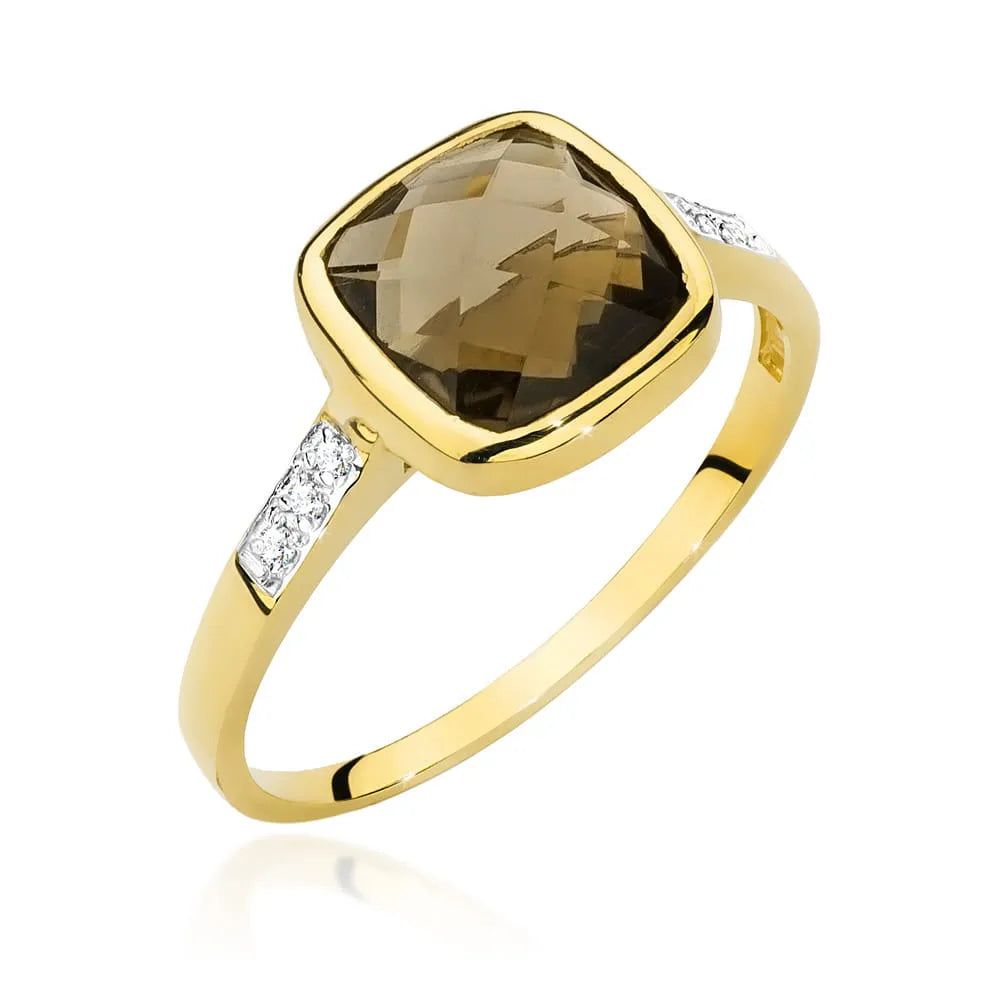 zlatý prsteň s 2,00 ct dymovým kremeňom a 0,03 ct diamantmi w0478-qus-01