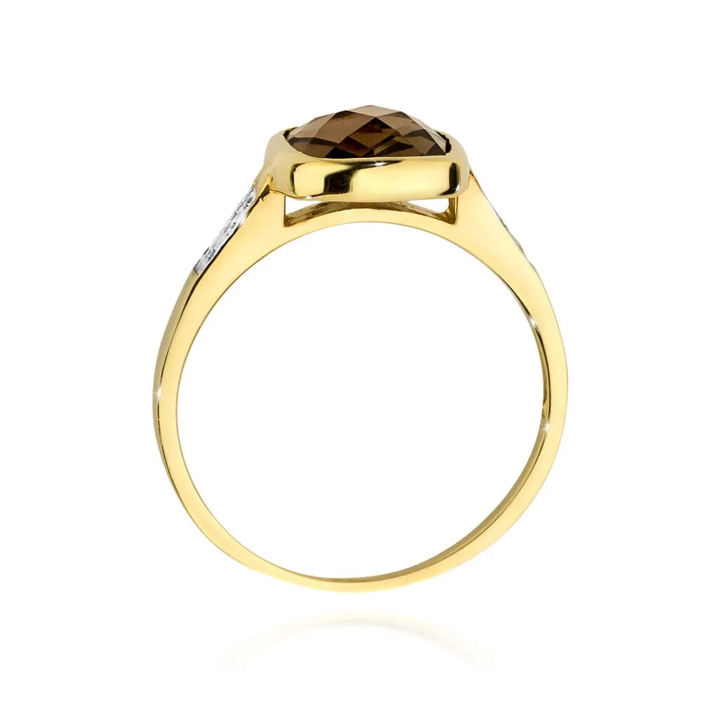 zlatý prsteň s 2,00 ct dymovým kremeňom a 0,03 ct diamantmi w0478-qus-01