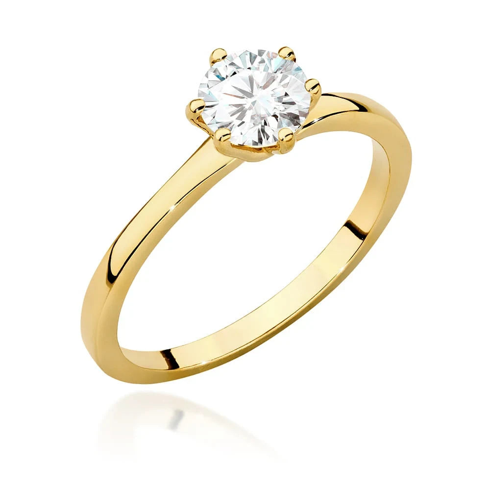 Prsteň zo žltého zlata s 0,70ct lab-grown diamantom v bruse Round Cut