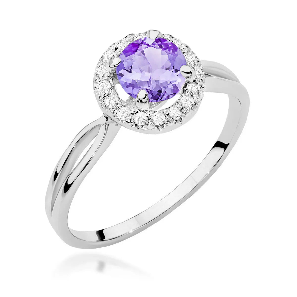zlatý prsteň s 0,90 ct ametystom a 0,08 ct diamantmi w0538-amv-01