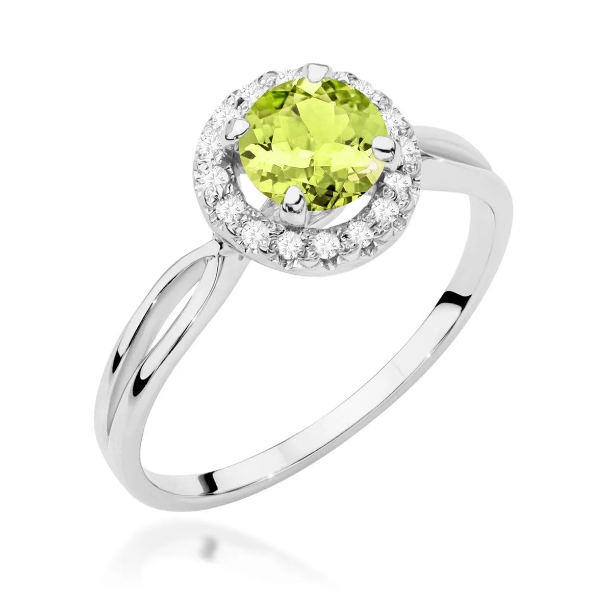 zlatý prsteň s 0,90 ct olivínom a 0,08 ct diamantmi w0538-peg-01