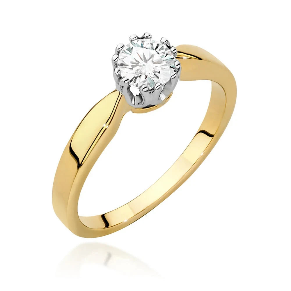 Prsteň zo žltého zlata s 0,40ct lab-grown diamantom v bruse Round Cut