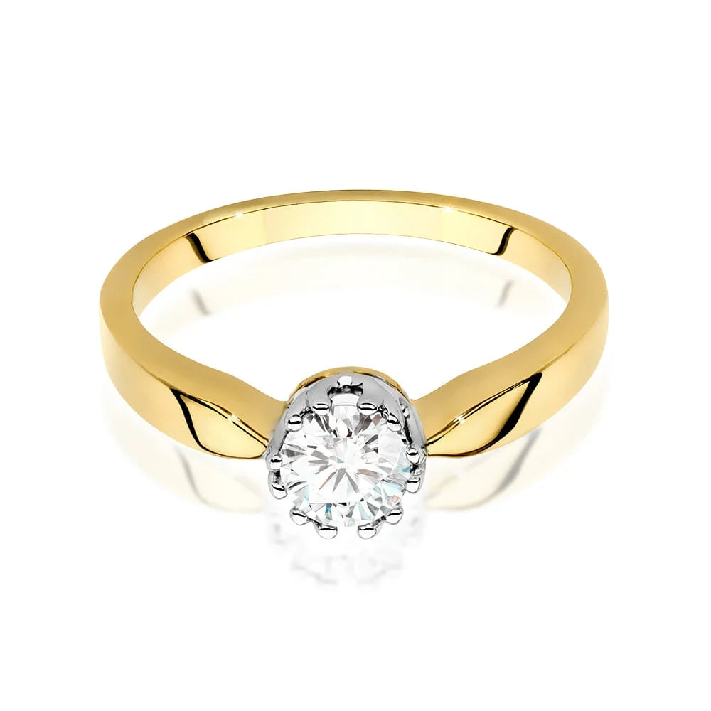 Prsteň zo žltého zlata s 0,40ct lab-grown diamantom v bruse Round Cut