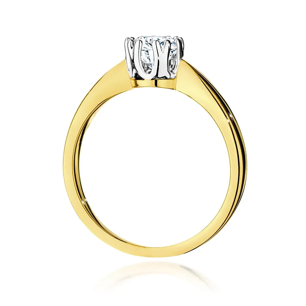 Prsteň zo žltého zlata s 0,50ct lab-grown diamantom v bruse Round Cut