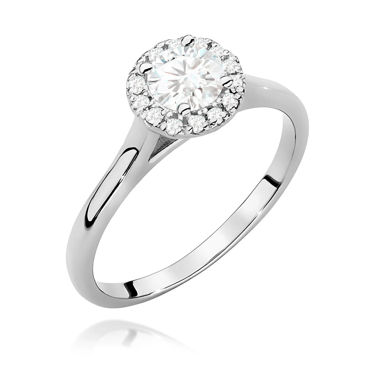Prsteň z bieleho zlata – lab-grown diamant 0,40 ct, Round/Brilliant, doplnený 14 × 0,0086 ct lab-grown diamantmi
