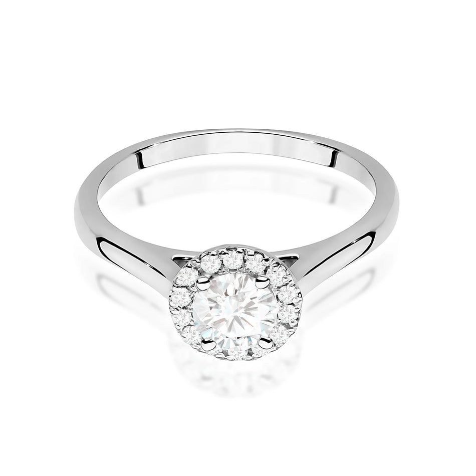 Prsteň z bieleho zlata – lab-grown diamant 0,40 ct, Round/Brilliant, doplnený 14 × 0,0086 ct lab-grown diamantmi