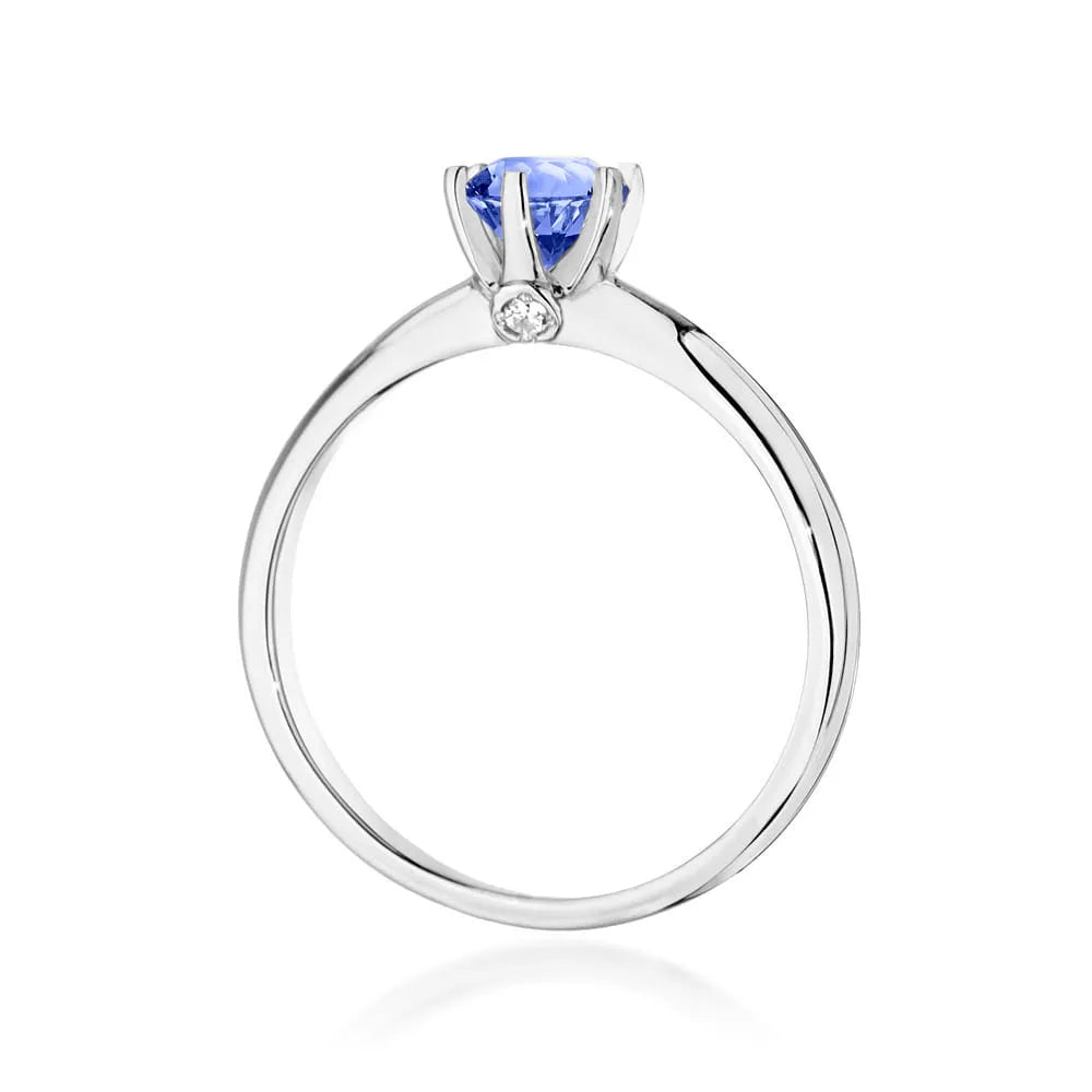 zlatý prsteň s tanzanitom a diamantmi