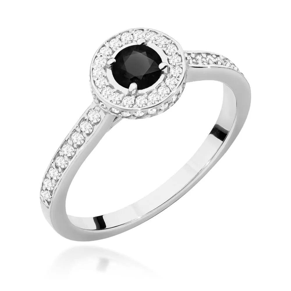 zlatý prsteň s 0,30 ct čiernym diamantom a 0,343 ct postrannými diamantmi w0559-dib-01