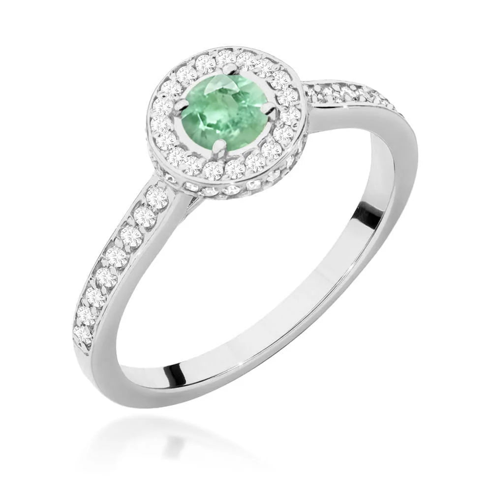 zlatý prsteň s 0,30 ct smaragdom a 0,343 ct postrannými diamantmi w0559-emg-01