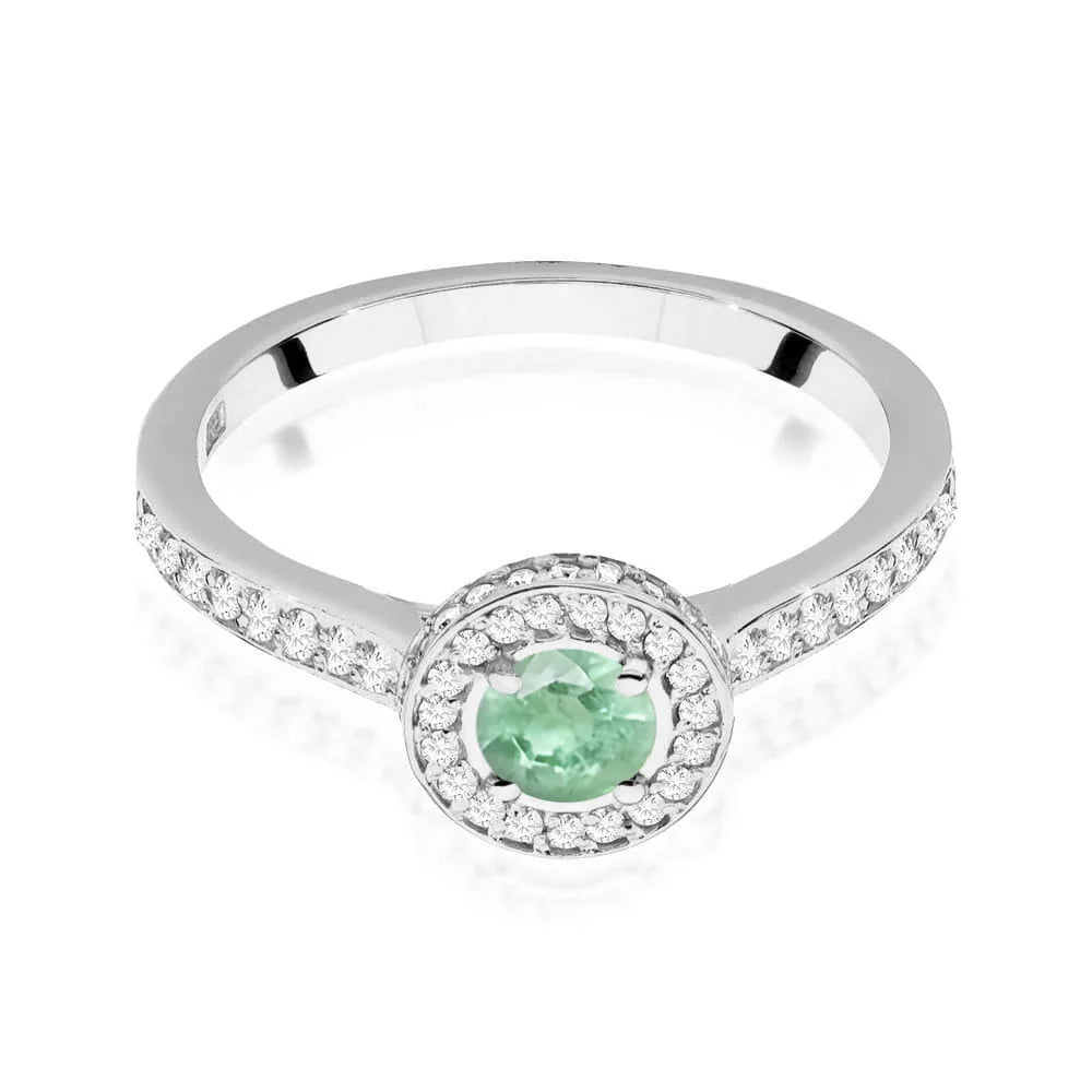 zlatý prsteň s 0,30 ct smaragdom a 0,343 ct postrannými diamantmi w0559-emg-01