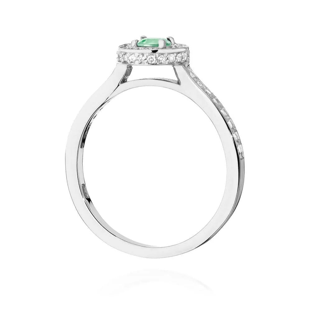 zlatý prsteň s 0,30 ct smaragdom a 0,343 ct postrannými diamantmi w0559-emg-01