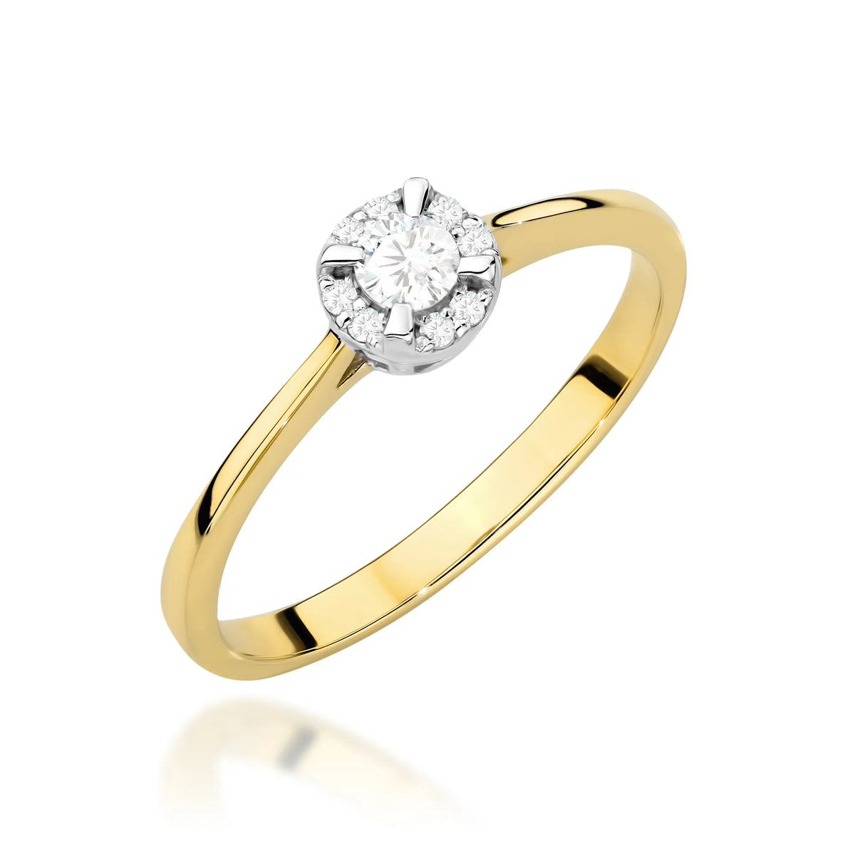 zlatý prsteň s diamantom 0,10 ct a postrannými diamantmi 0,04 ct w0560-diw-01