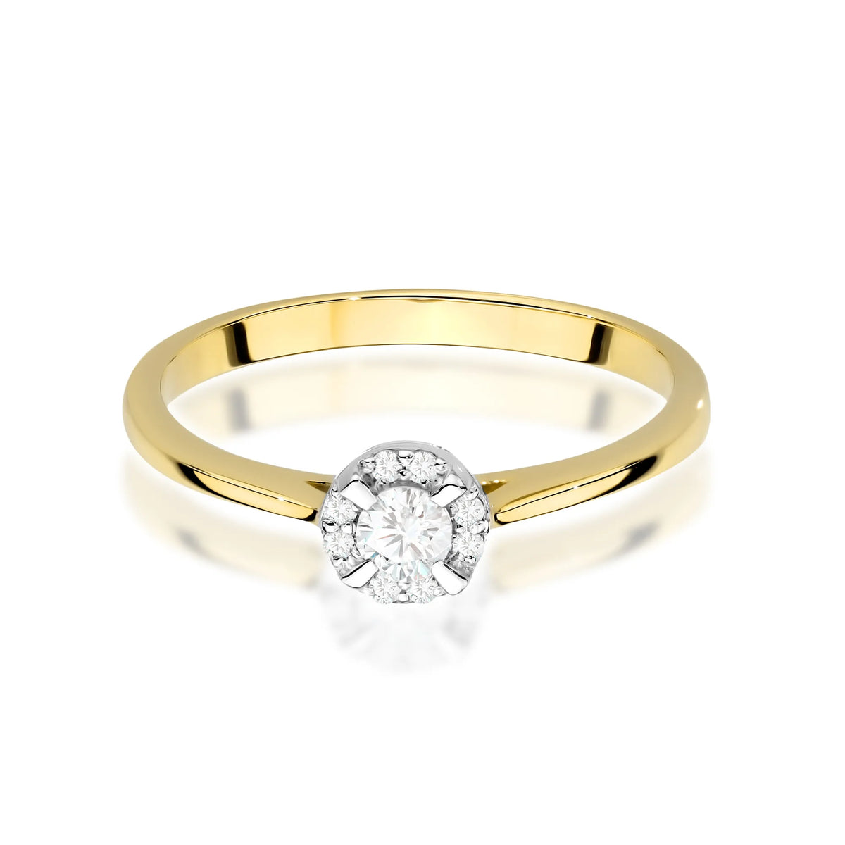 zlatý prsteň s diamantom 0,10 ct a postrannými diamantmi 0,04 ct w0560-diw-01