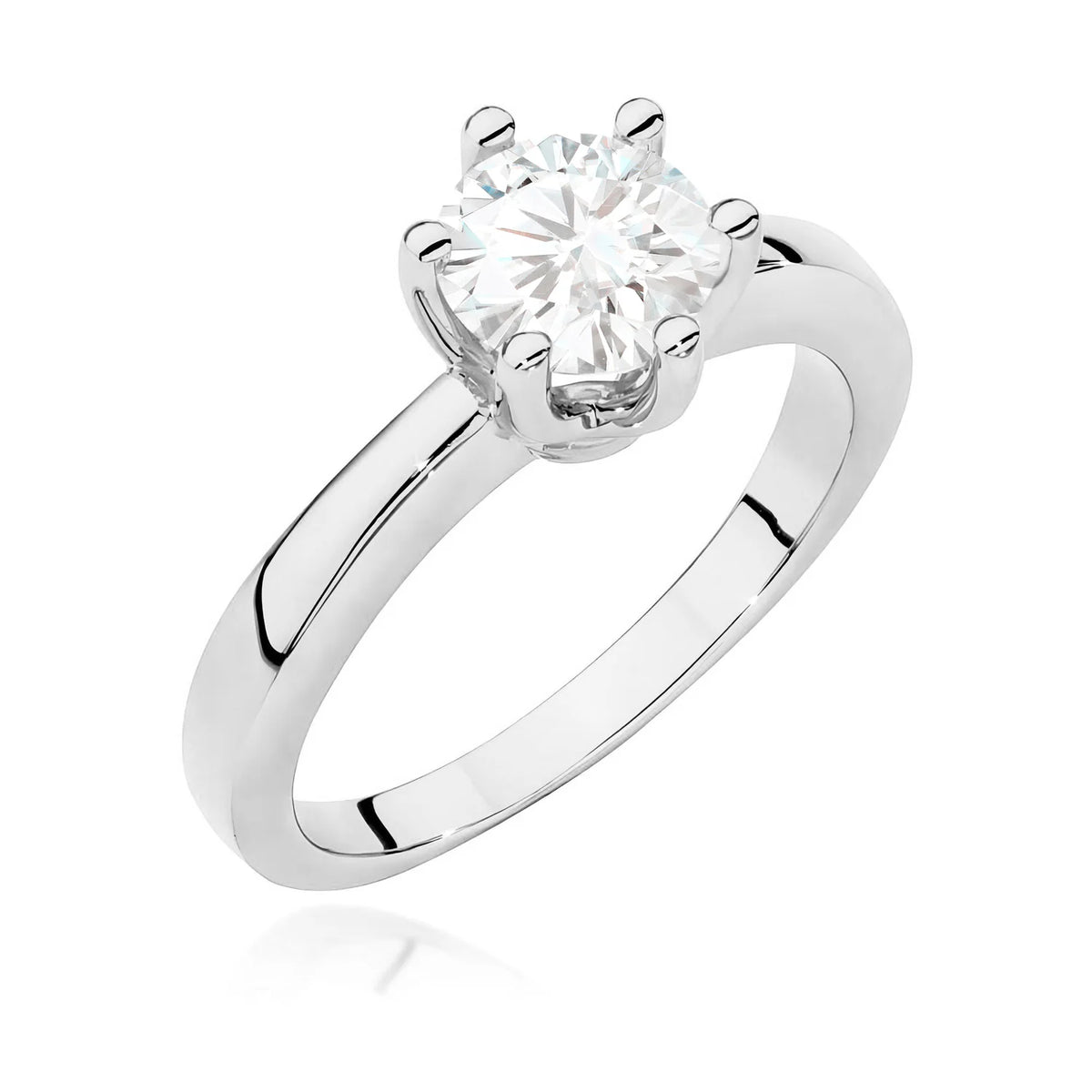 Prsteň z bieleho zlata s okrúhlym diamantom Lab-grown 1,00 ct