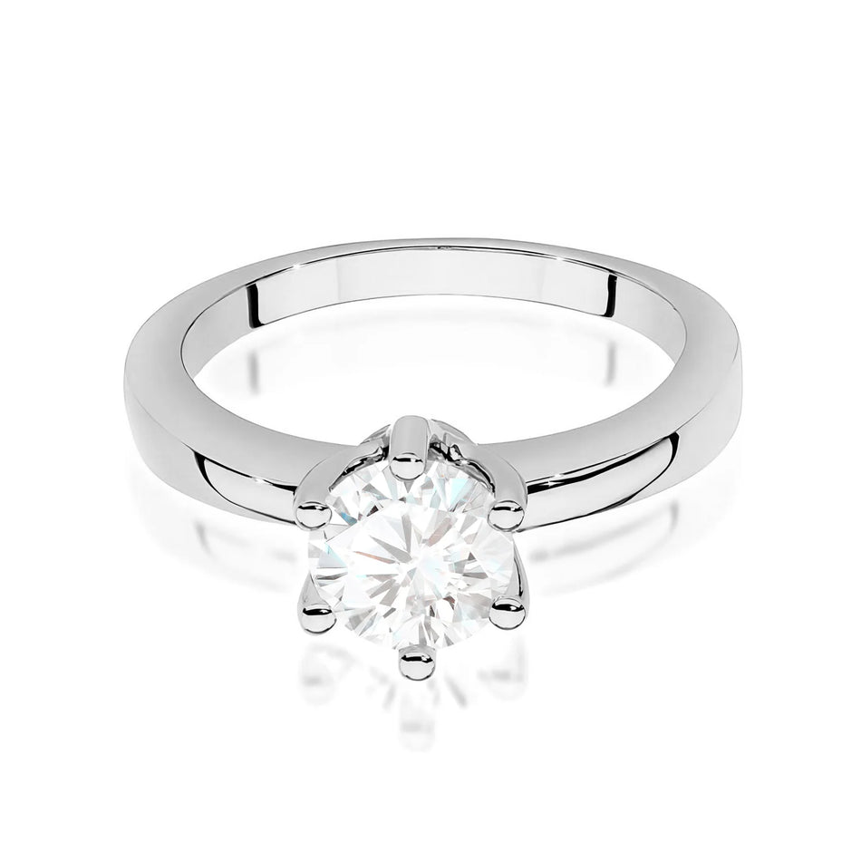 Prsteň z bieleho zlata s okrúhlym diamantom Lab-grown 1,00 ct