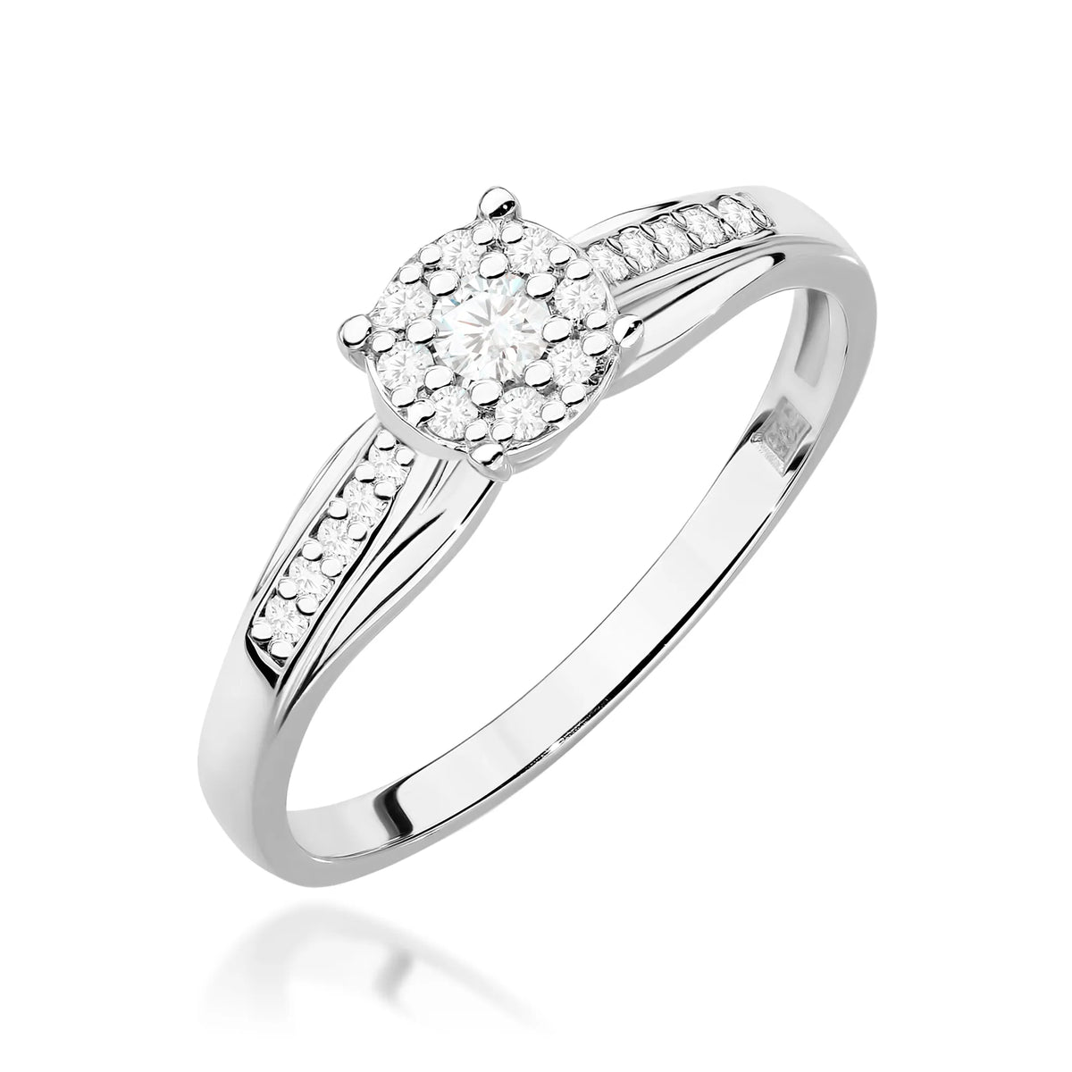 zlatý prsteň s diamantom 0,08 ct a postrannými diamantmi 0,118 ct w0564-diw-01