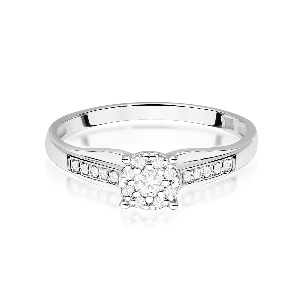 zlatý prsteň s diamantom 0,08 ct a postrannými diamantmi 0,118 ct w0564-diw-01