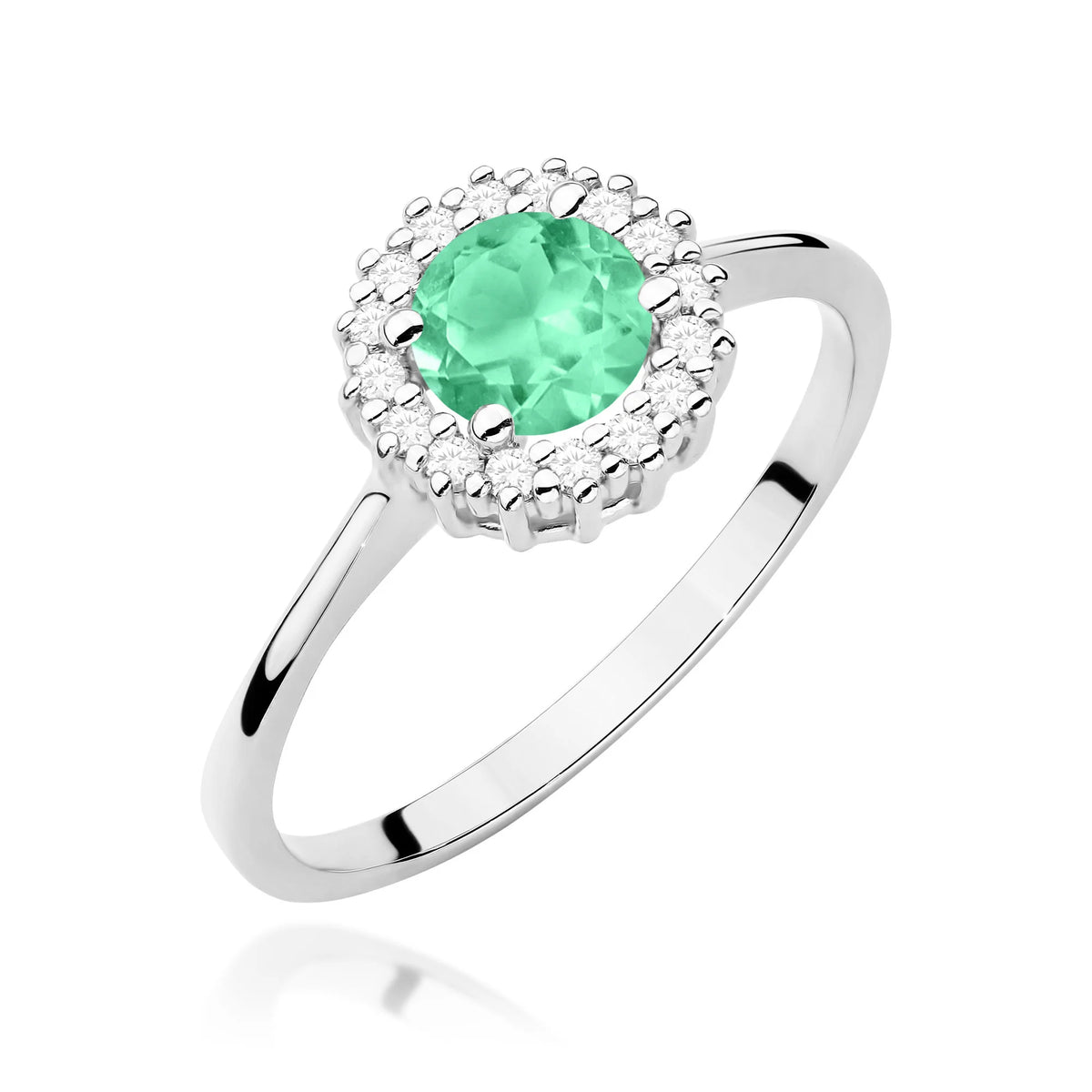 zlatý prsteň-0,50 ct-smaragd a diamanty-kvet