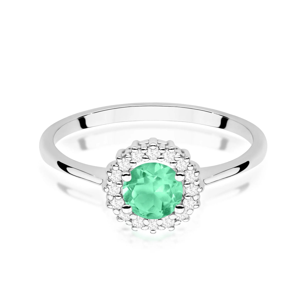 zlatý prsteň-0,50 ct-smaragd a diamanty-kvet