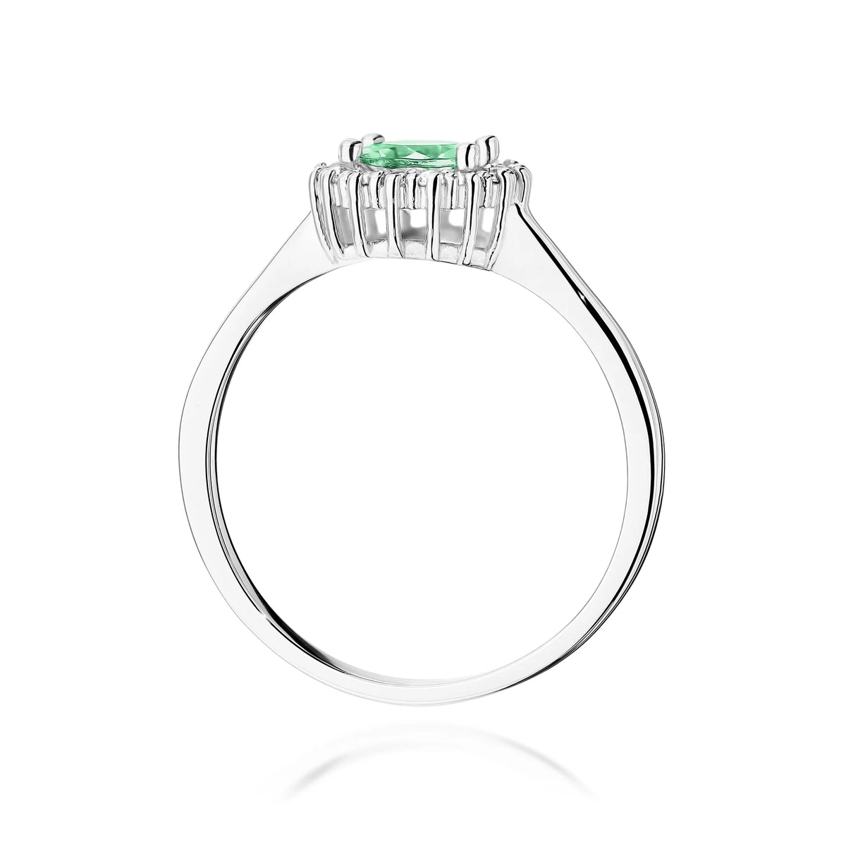 zlatý prsteň-0,50 ct-smaragd a diamanty-kvet