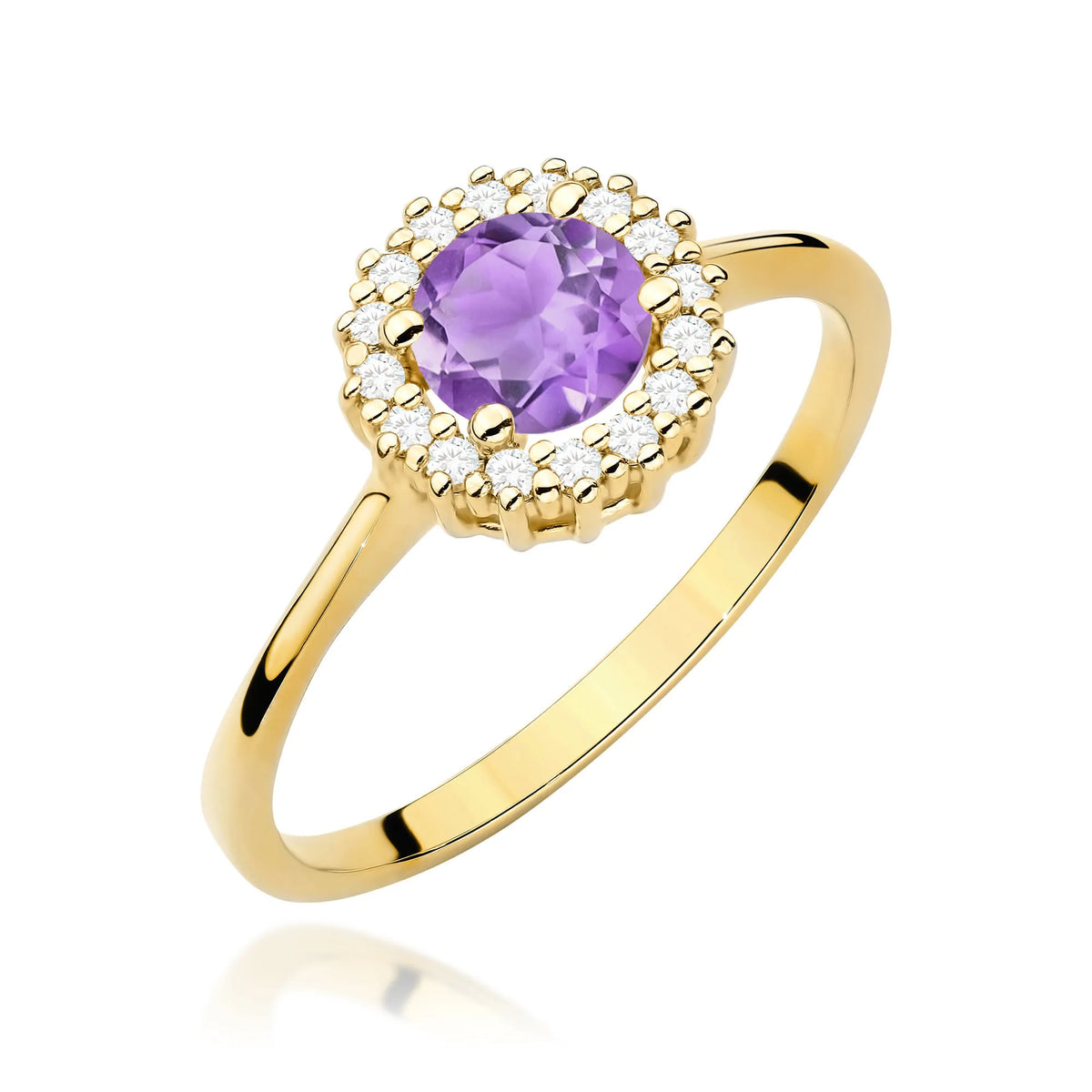zlatý prsteň s 0,50 ct ametystom a 0,14 ct diamantmi w0572-amv-01