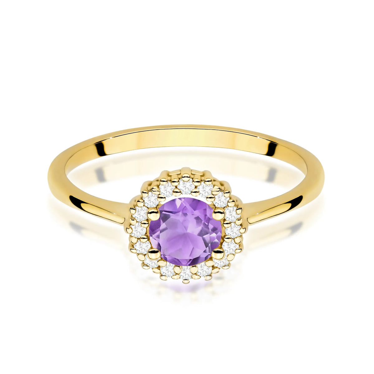 zlatý prsteň s 0,50 ct ametystom a 0,14 ct diamantmi w0572-amv-01