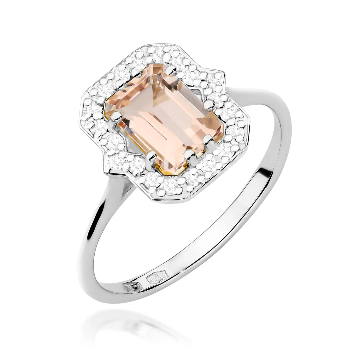 zlatý prsteň s 1,00 ct morganitom a 0,172 ct diamantmi w0576-mop-01