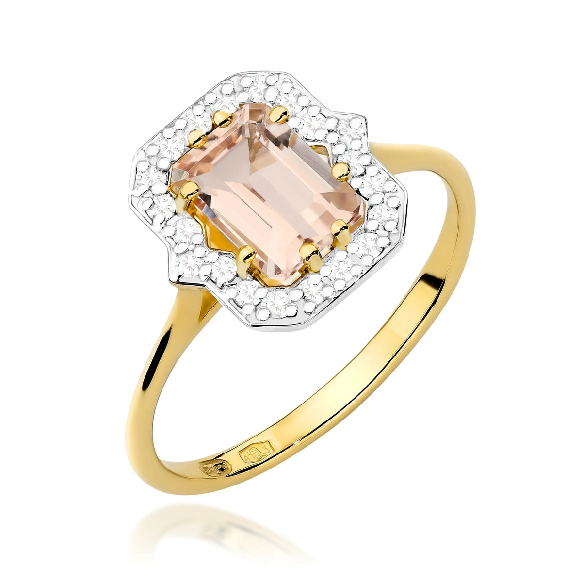 zlatý prsteň s 1,00 ct morganitom a 0,172 ct diamantmi w0576-mop-01