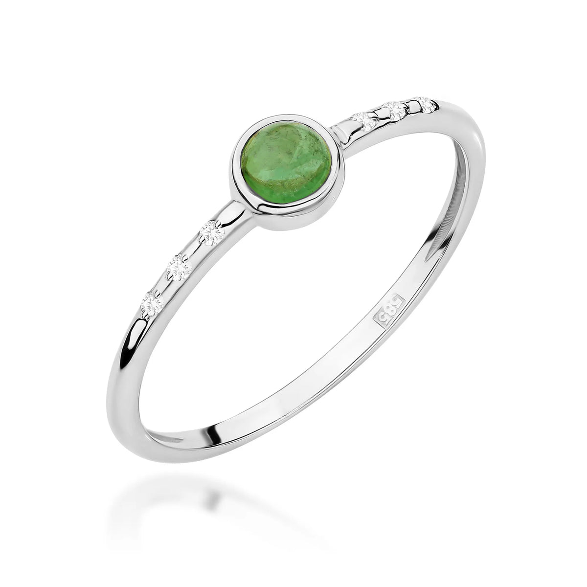 zlatý prsteň so zeleným turmalínom 0,30 ct a diamantmi 0,03 ct w0596-tmg-01