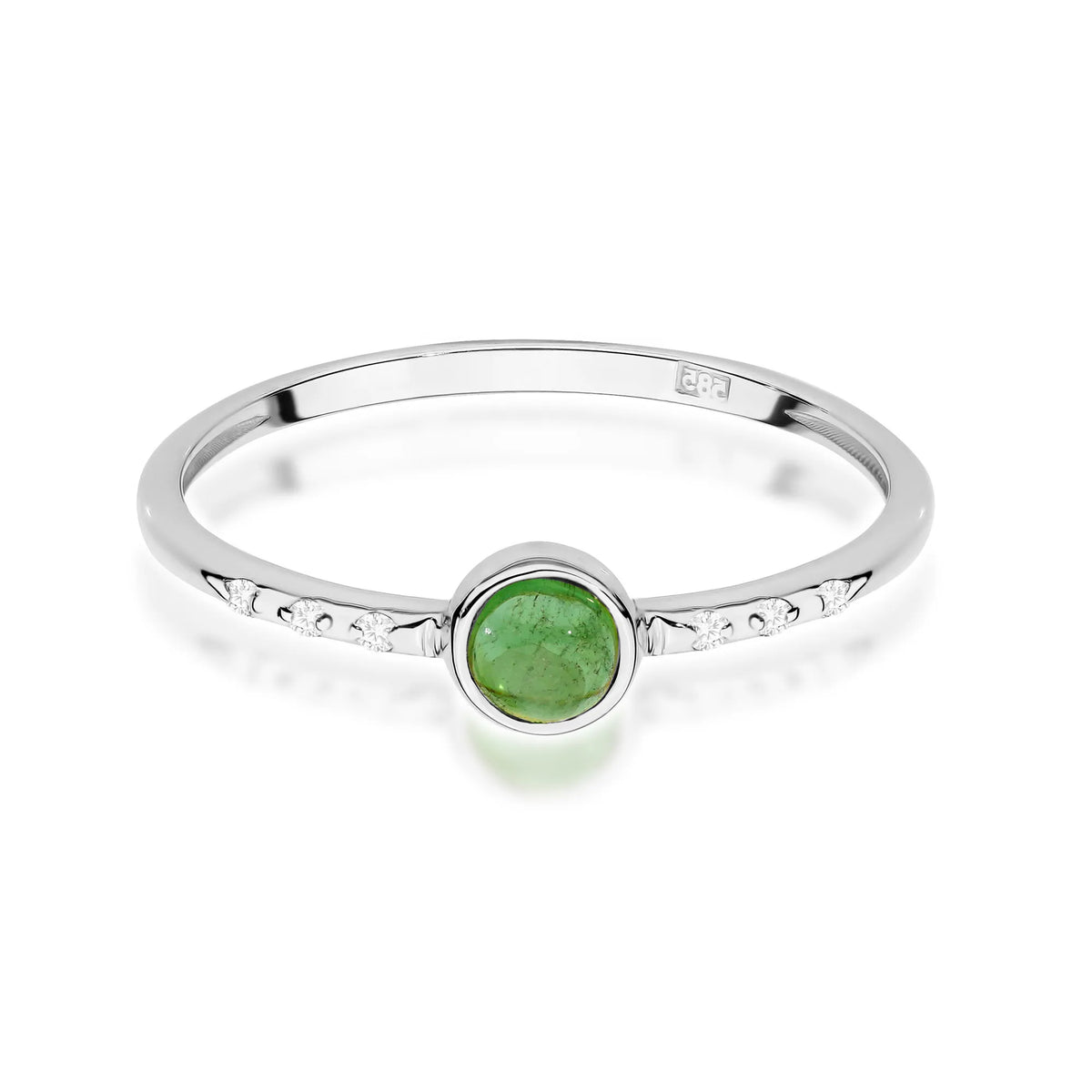 zlatý prsteň so zeleným turmalínom 0,30 ct a diamantmi 0,03 ct w0596-tmg-01