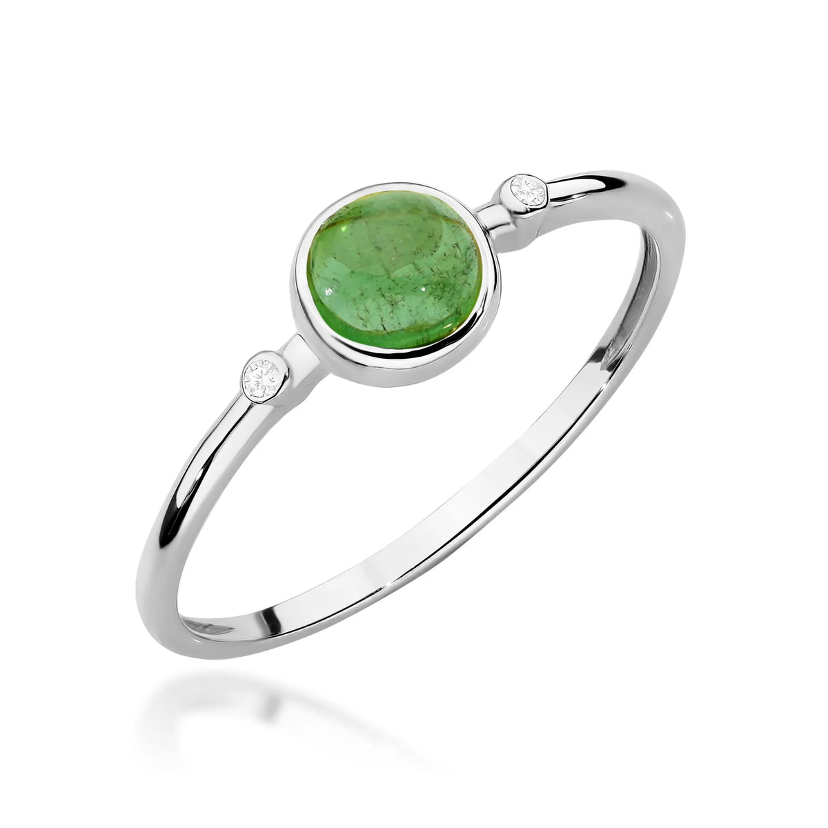 zlatý prsteň so zeleným turmalínom 0,60 ct a diamantmi 0,01 ct w0597-tmg-01